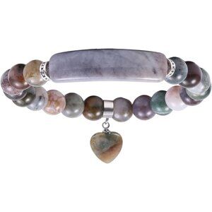 Healing Stone Bracelet 8mm Beads Chakra Crystal Energy Heart Charm Bracelet Hand